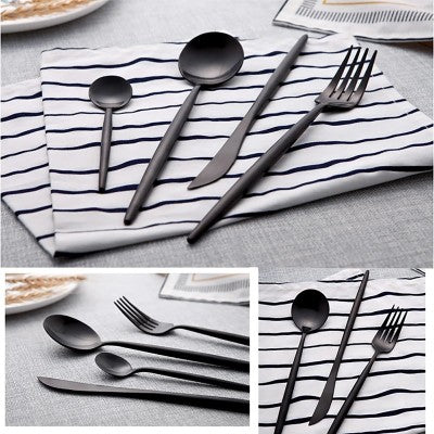 Set de 16 tacamuri, elegant si rafinat, cu un finisaj luxos, negru