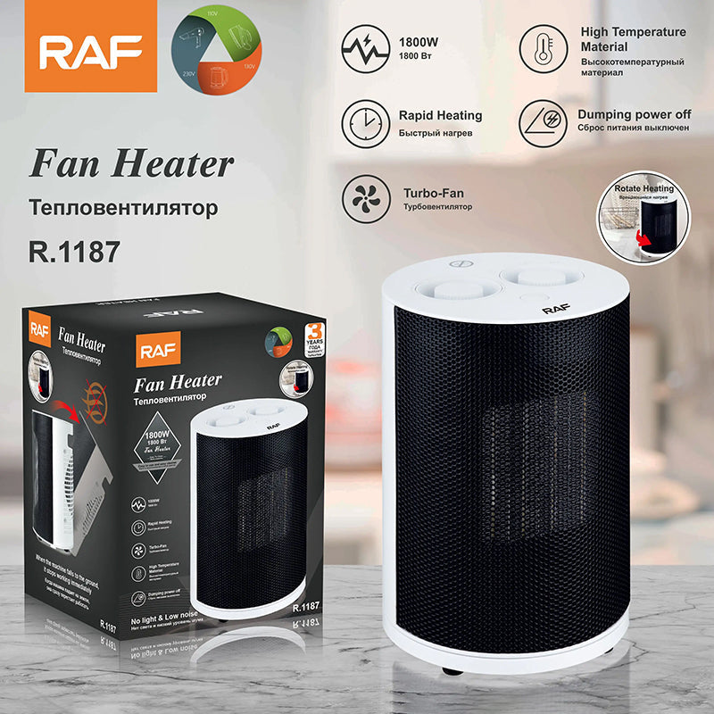 Aerotermă RAF R.1187 1800W, Încălzitor electric confortabil, mini ventilator, culoare albă, încălzitor premium pentru cameră