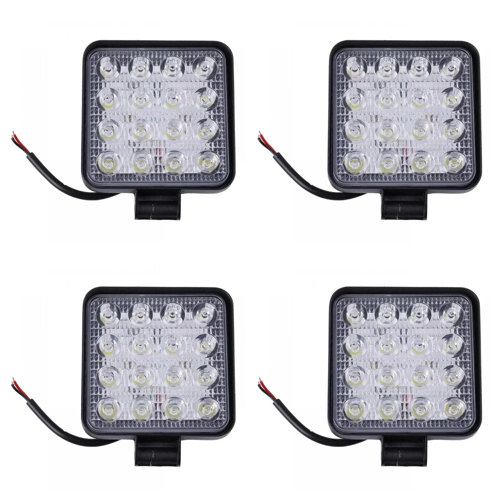 Set 4 proiectoare auto OFF-ROAD 48W cu 16 LED, lumina alba rece 6500K
