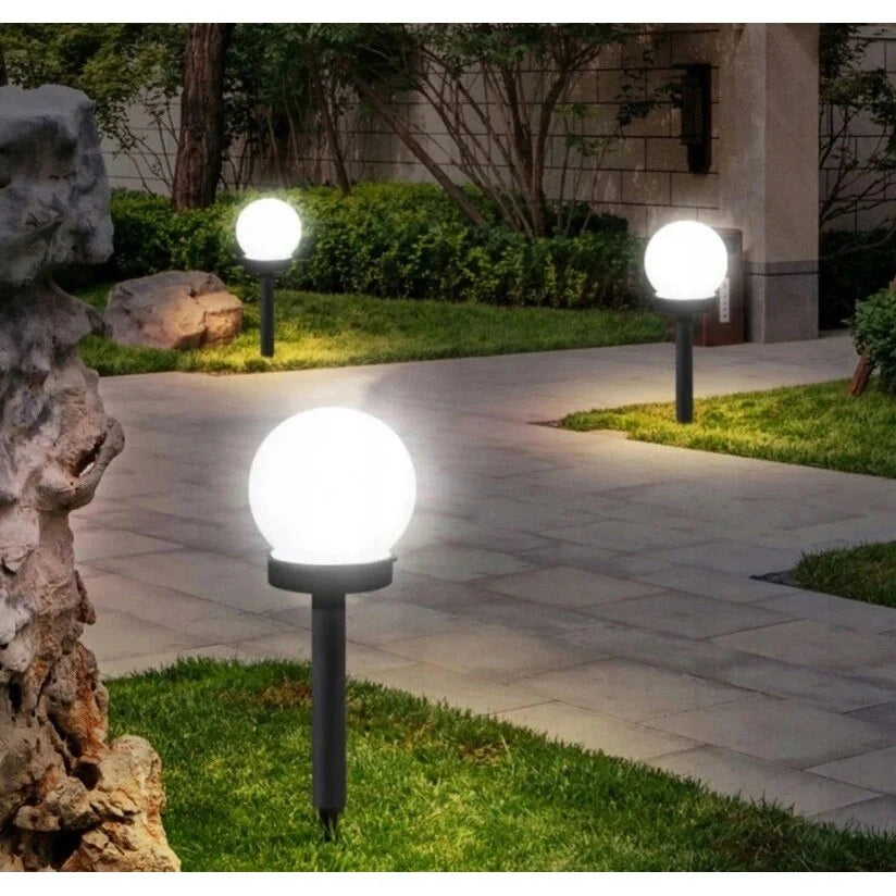 Set 12 x Lampa solara de gradina, 10cm, IP44, Nergu/Alb