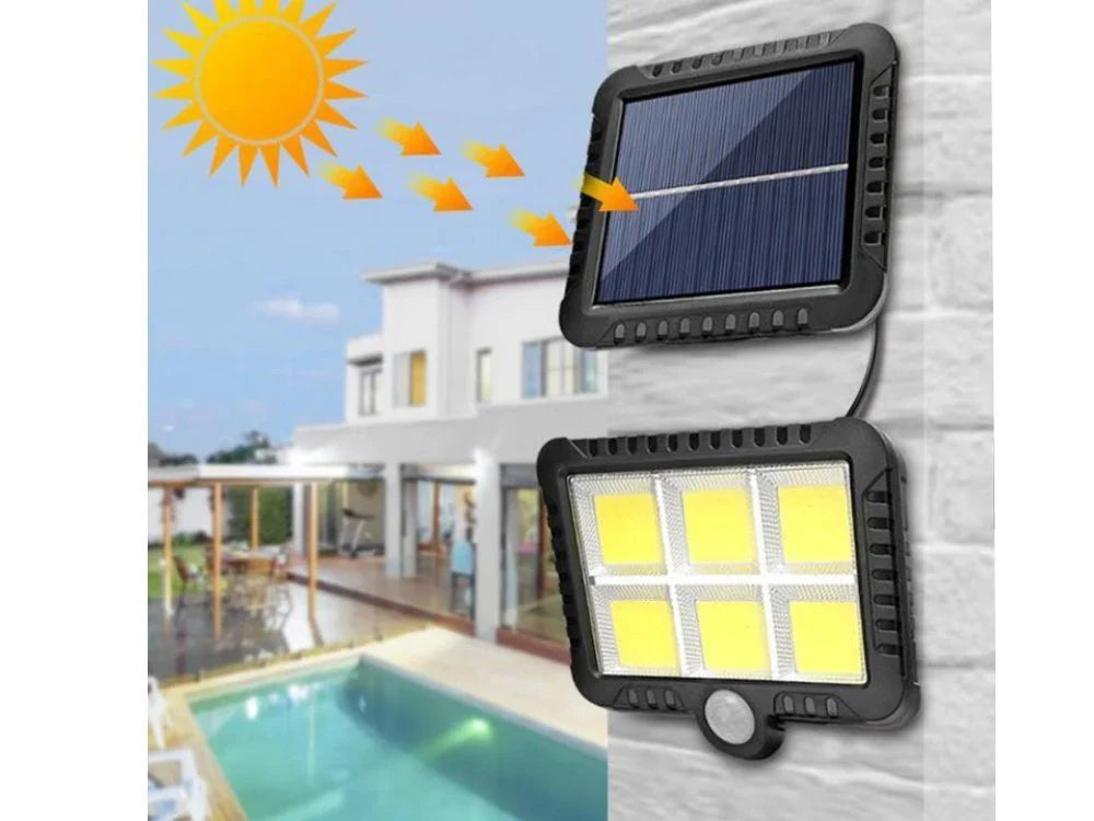Set 4 lampi solare 100 LED COB, 100W, senzor de miscare, 500 lumeni