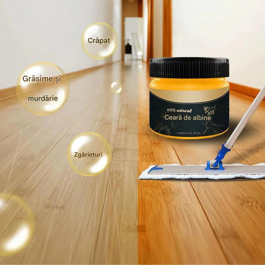 1+1 CADOU Ceară Ecologică pentru Mobilier din Lemn – Restaurează, Protejează și Oferă Strălucire