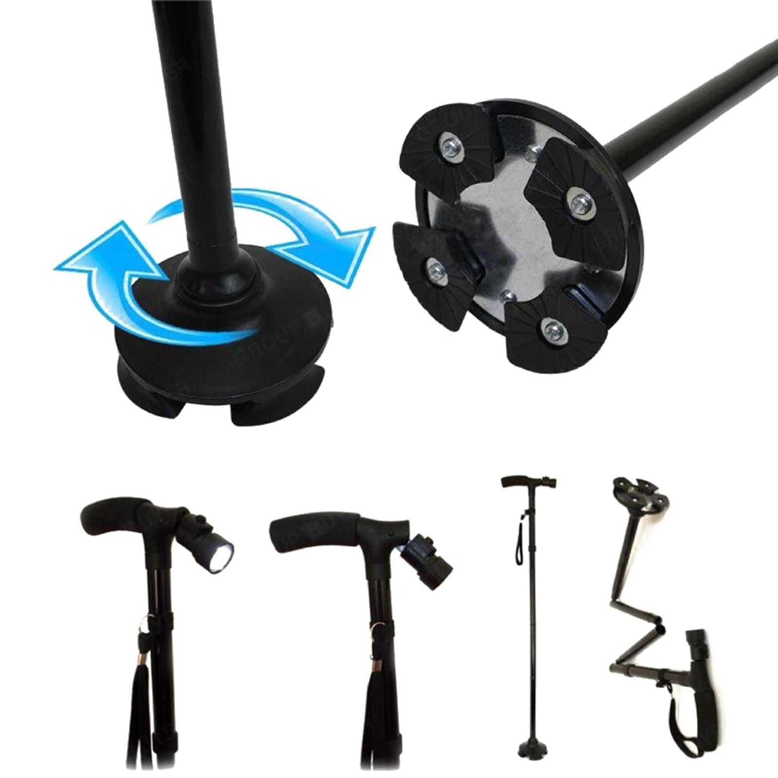 Baston pliabil cu cap flexibil si lanterna led