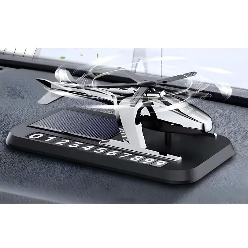 Set 2 x Odorizant Auto Elicopter Cu Incarcare Solara si Suport Numar de Telefon pe Magnet, Baza Antiderapanta