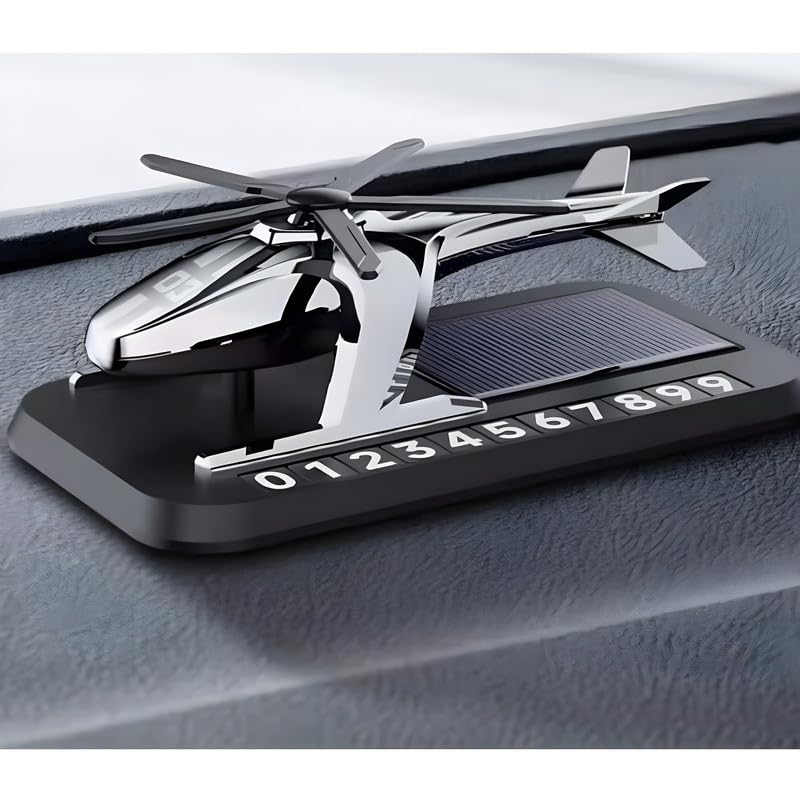 Set 2 x Odorizant Auto Elicopter Cu Incarcare Solara si Suport Numar de Telefon pe Magnet, Baza Antiderapanta
