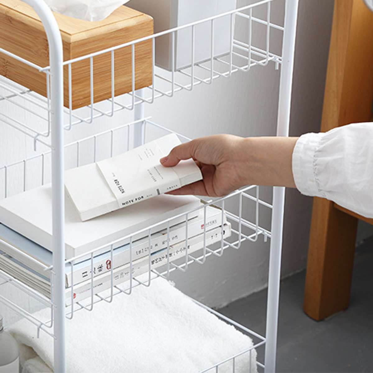 Set 2 x Etajera suport cu 3 rafturi metalice, spatioasa, practica, portabila