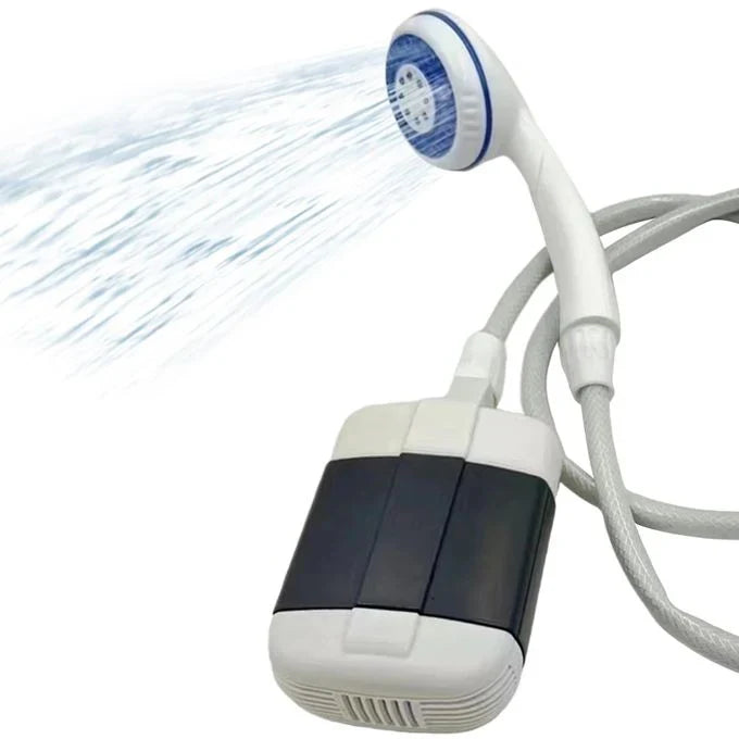 Dus portabil de camping cu robinet incorporat, acumulator USB, pentru exterior si interior