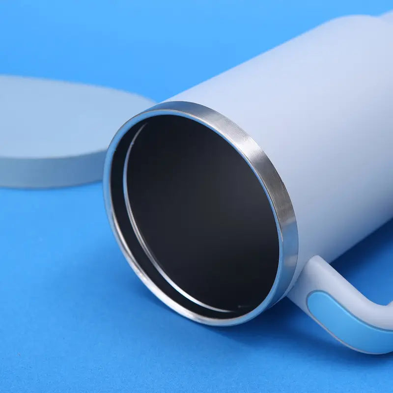 Set 2 x Termos pentru masina, 1200 ml, cu maner si pai, din otel inoxidabil 304