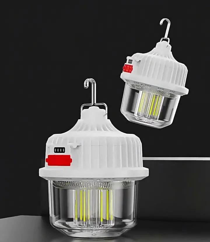 Set 2 x Lampă solară de camping reîncărcabilă, 100W, rezistenta la intemperii