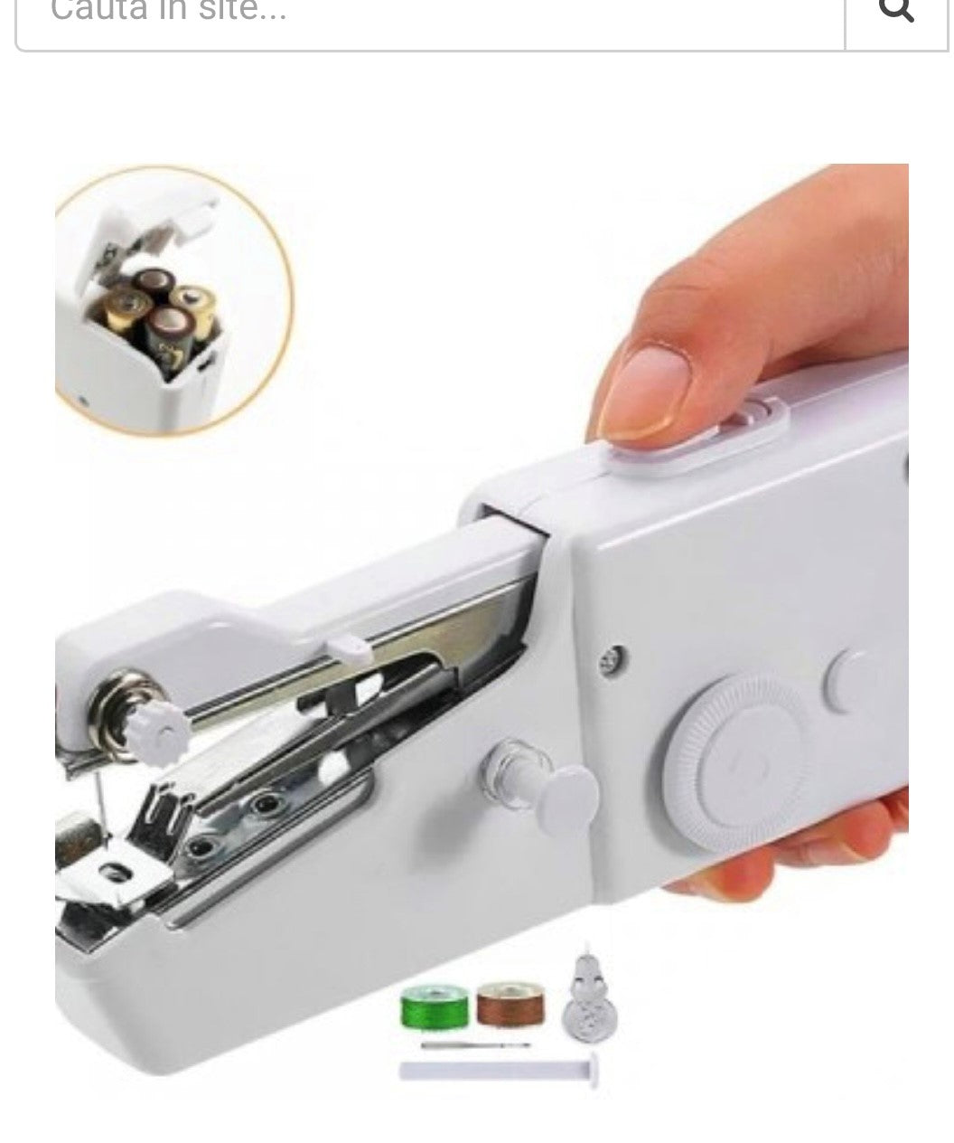 Set Masina de cusut manuala, portabila, cu baterii + Trusa de cusut si croitorie, portabila, cu 210 accesorii