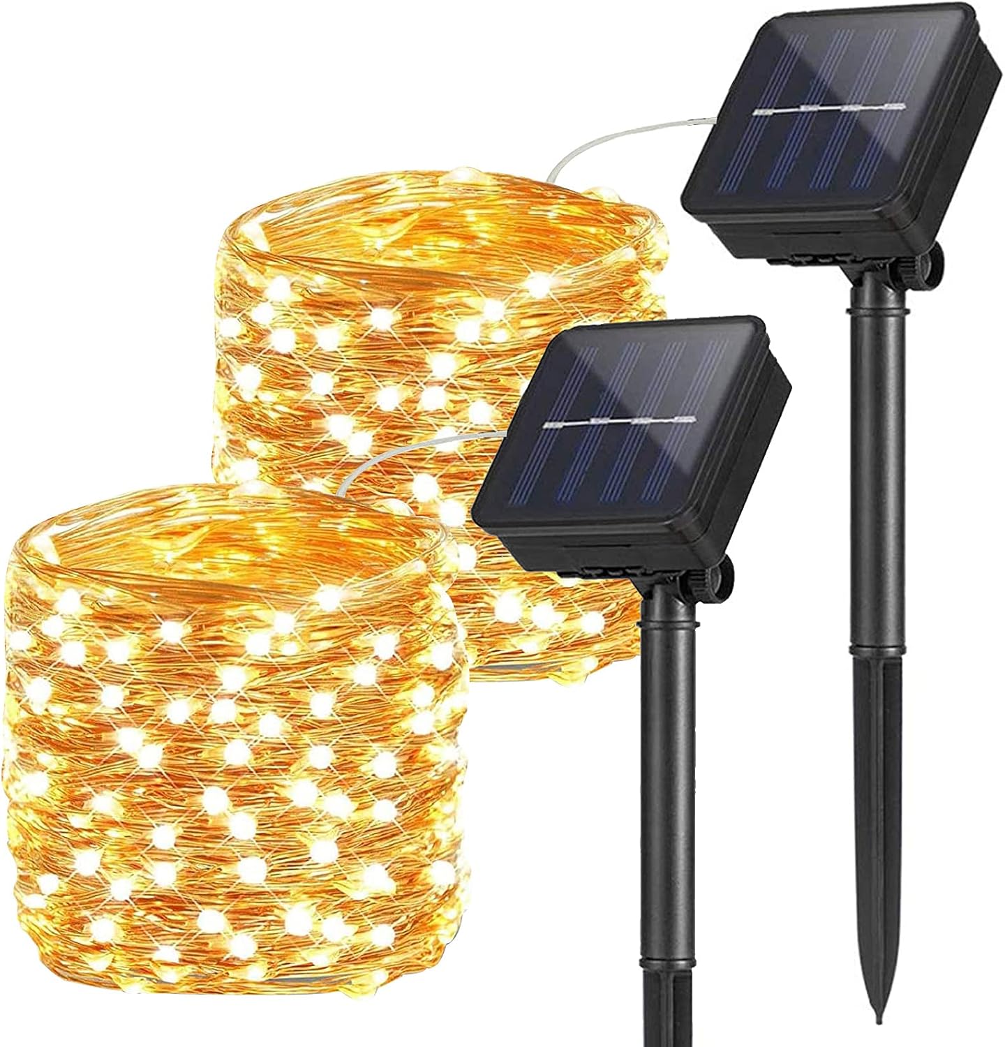 PACHET Set 3 x Ghirlanda luminoasa decorativa solara din cupru cu 100 leduri