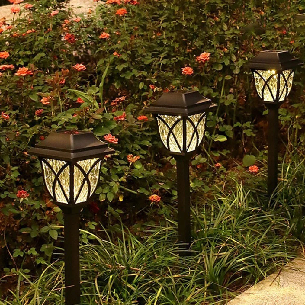Set 6 x lampa solara felinar LED 43 cm patrate, pentru terasa, alee sau gradina