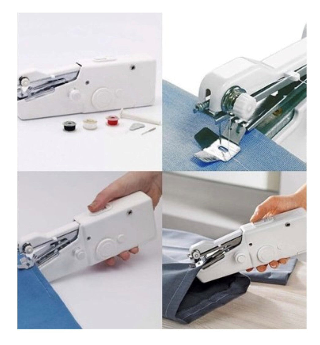 Set Masina de cusut manuala, portabila, cu baterii + Trusa de cusut si croitorie, portabila, cu 210 accesorii