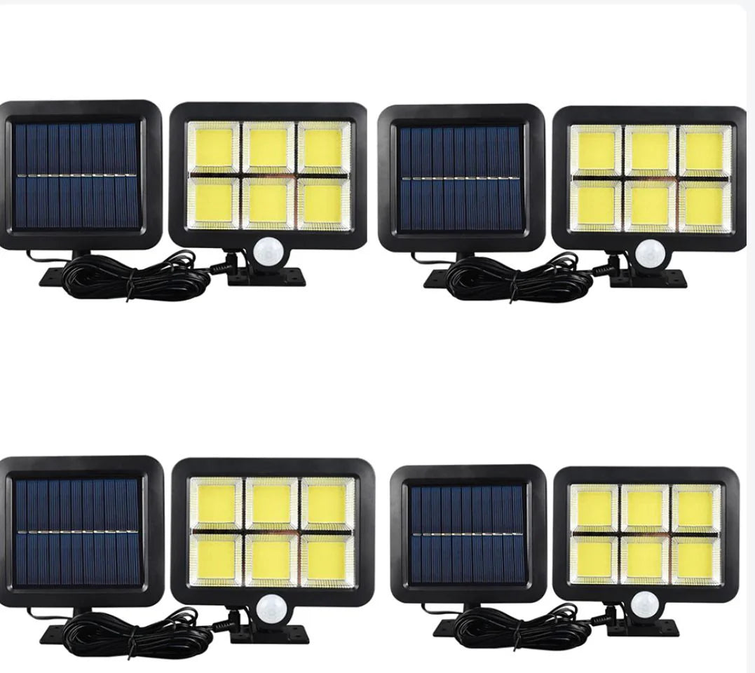 Set 4 lampi solare 100 LED COB, 100W, senzor de miscare, 500 lumeni