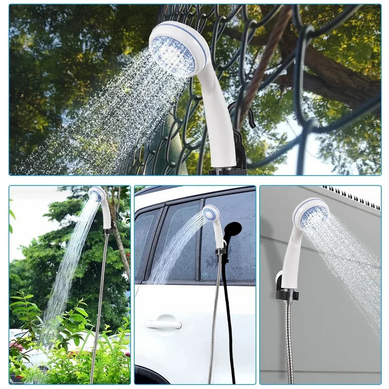 Dus portabil de camping cu robinet incorporat, acumulator USB, pentru exterior si interior