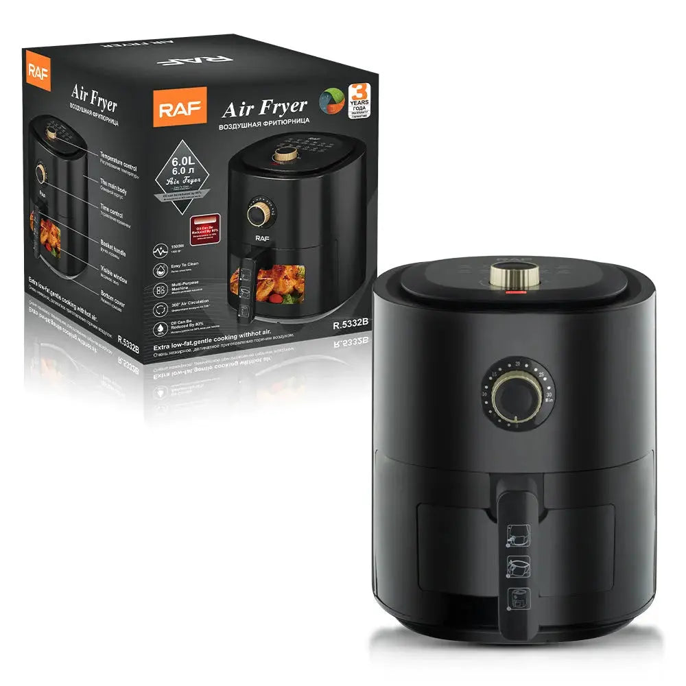 Air Fryer RAF-5332B - Friteuză cu Aer Cald, Capacitate 6L, 2400W, Negru