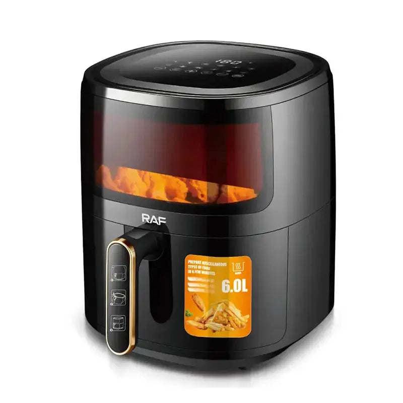 Air Fryer RAF R5330W - Friteuză cu Aer Cald, Fără Ulei, Display Digital, Capacitate 6L, 1500W, Negru