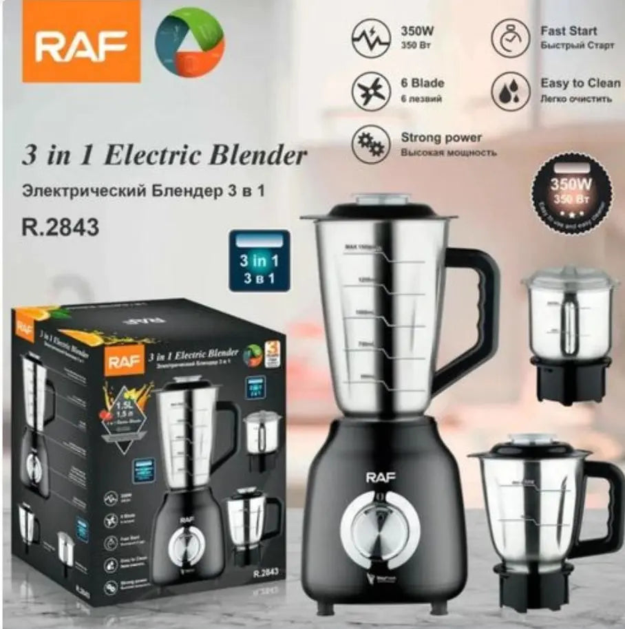 Blender Multifuncțional 3 în 1 RAF, 1.6L, 350W, Oțel Inoxidabil