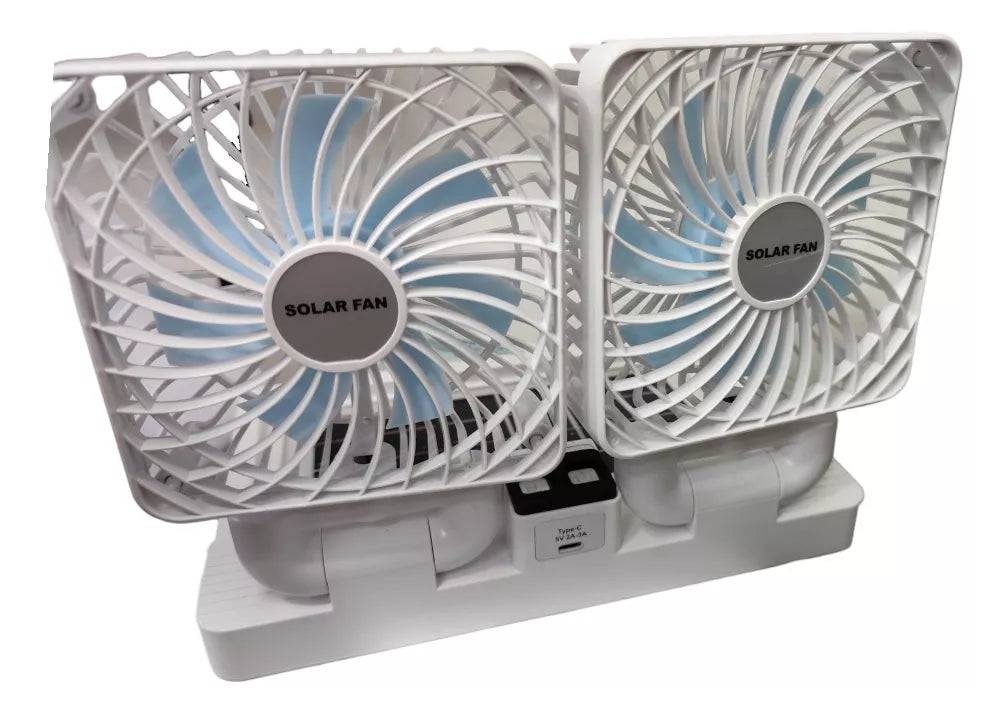 Ventilator Portabil de Masă Dublu Solar Alb USB