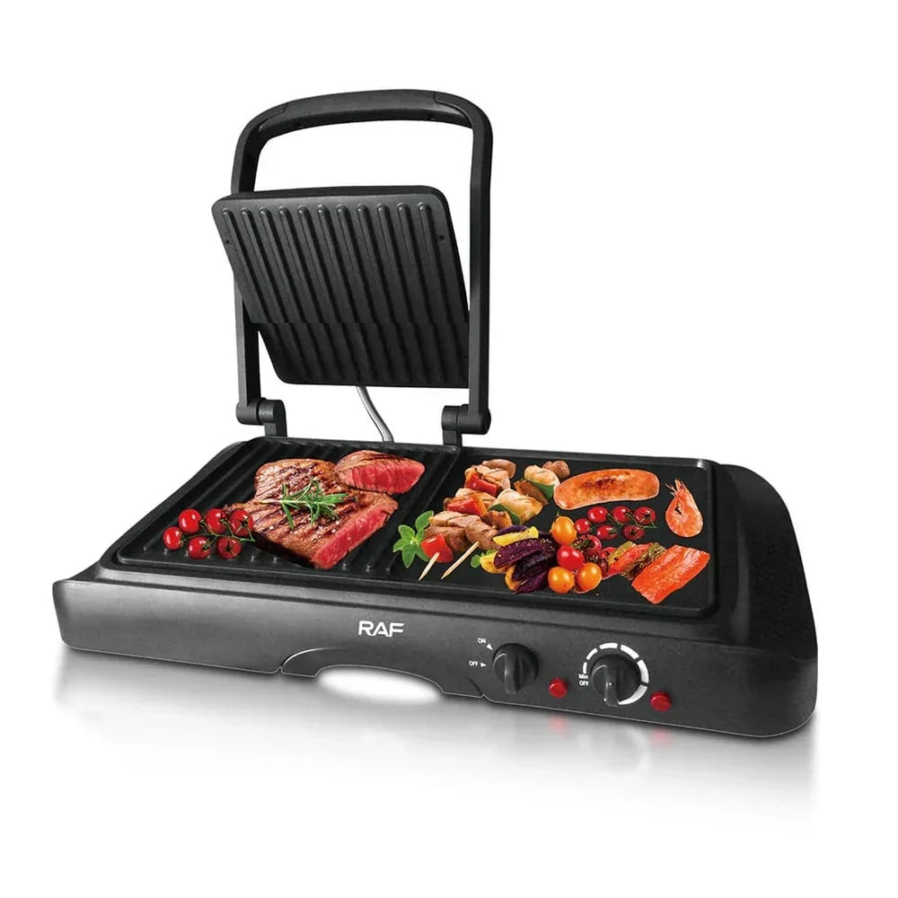 Grill Electric 2 în 1, RAF R2695, 1600W, Grill și Dublu Grill, Material Antiaderent, 49x22x36 cm