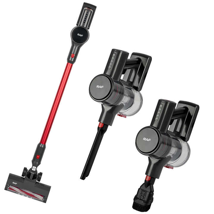 Aspirator Vertical de Mână RAF R.8675 - 120W, WIRELESS, cu Acumulator, 2200 mAh, 4 Accesorii, Filtru HEPA