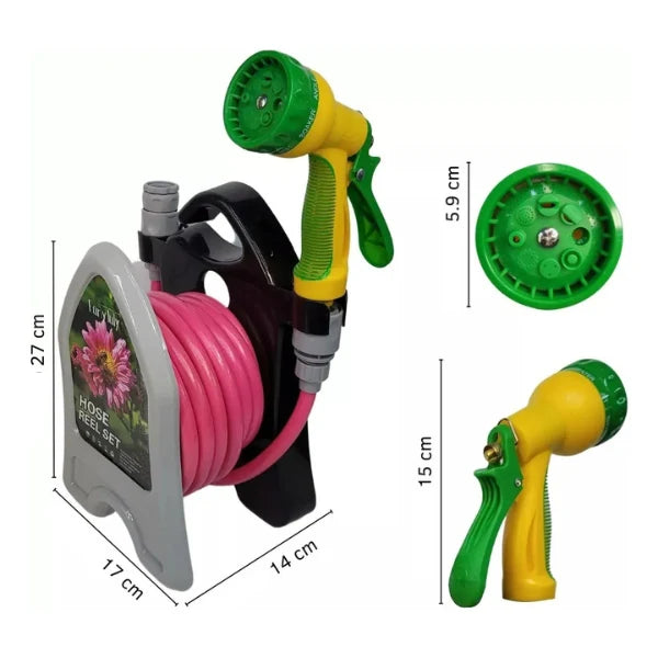 Set furtun extensibil 10 metri cu tambur și pistol multifuncțional