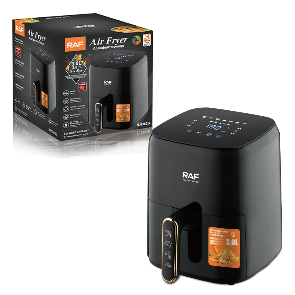 Friteuza Air Fryer RAF R5362 cu aer cald, fără ulei – Capacitate 3L, Control Digital, 1300W