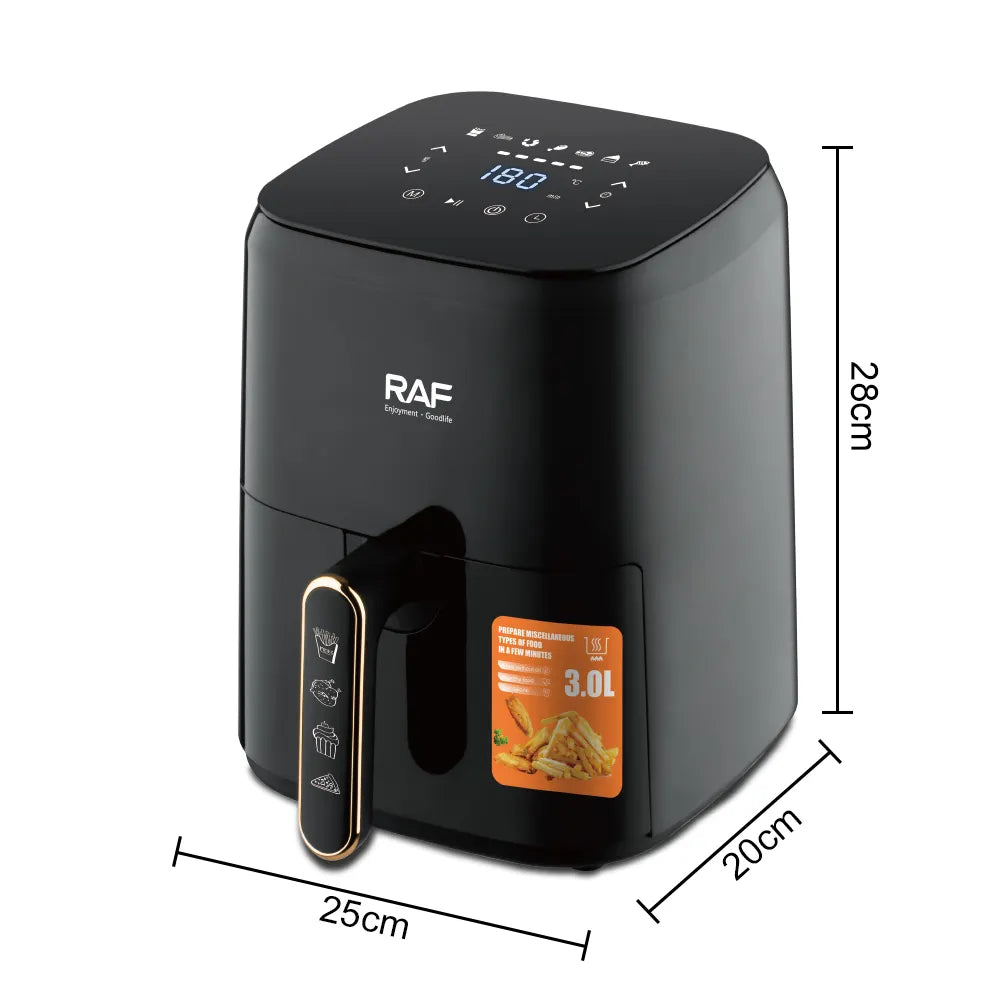 Friteuza Air Fryer RAF R5362 cu aer cald, fără ulei – Capacitate 3L, Control Digital, 1300W