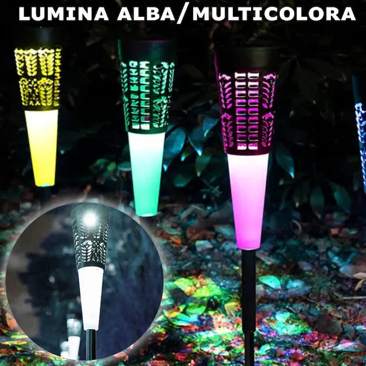 Set 6 x Lampa Solara Decorativ Pentru Curte Si Gradina, De Exterior, Cu Tarus