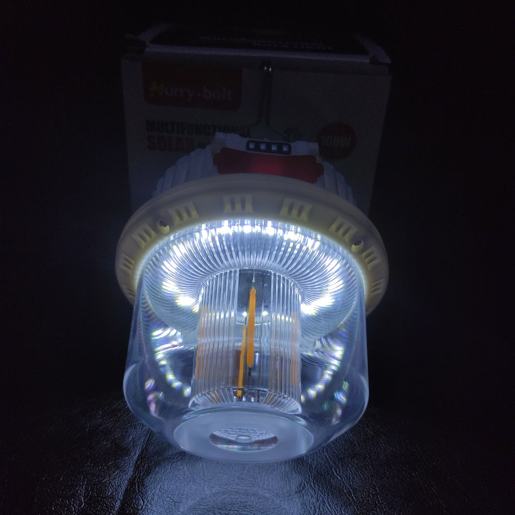 Set 2 x Lampă solară de camping reîncărcabilă, 100W, rezistenta la intemperii