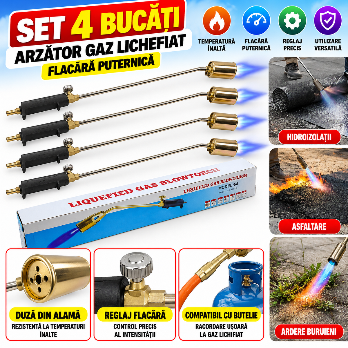 Set 4 bucati arzator gaz lichefiat