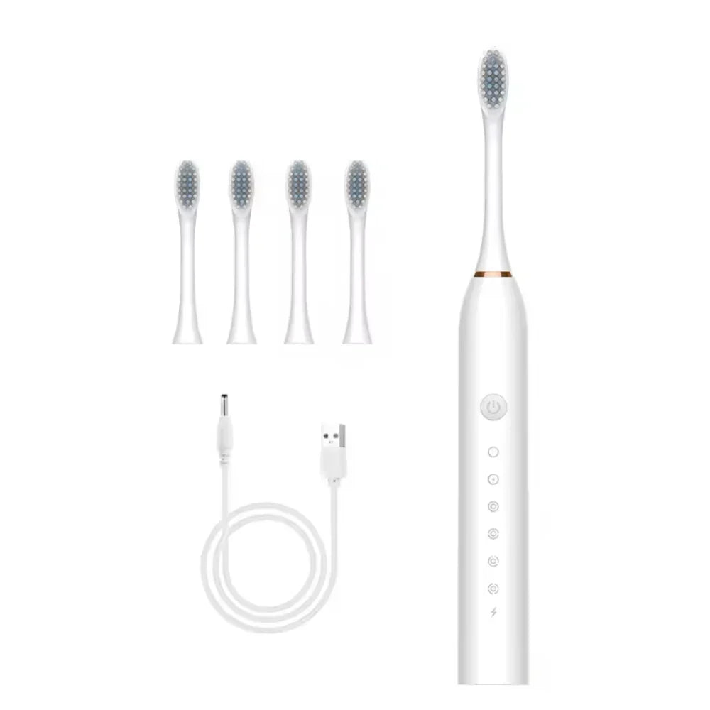Set 2 Periuțe de Dinți Electrice, 6 Moduri, Temporizator, 4 Capete de Schimb