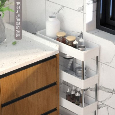 Suport depozitare, cu 4 rafturi si roti, pentru baie sau bucatarie