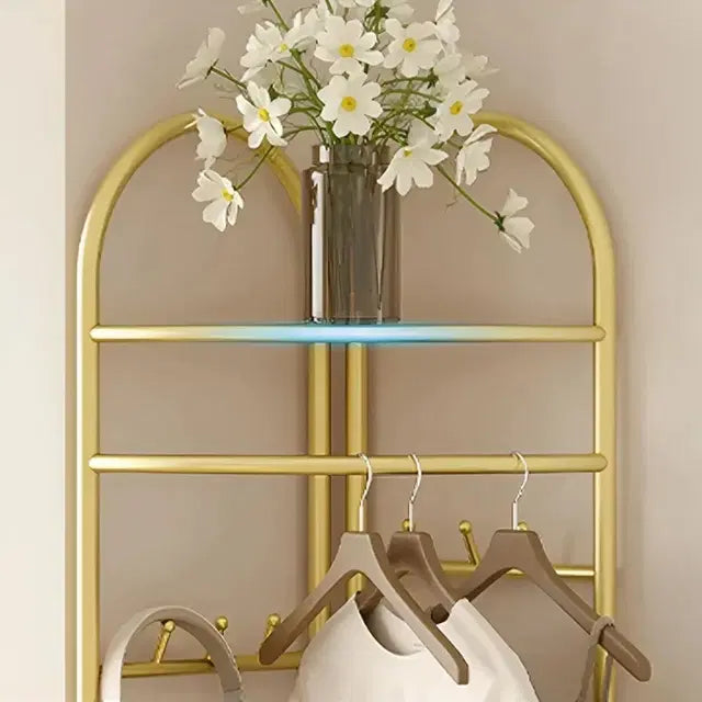 Raft decorativ de colt cu 3 rafturi, auriu cu efect marmura