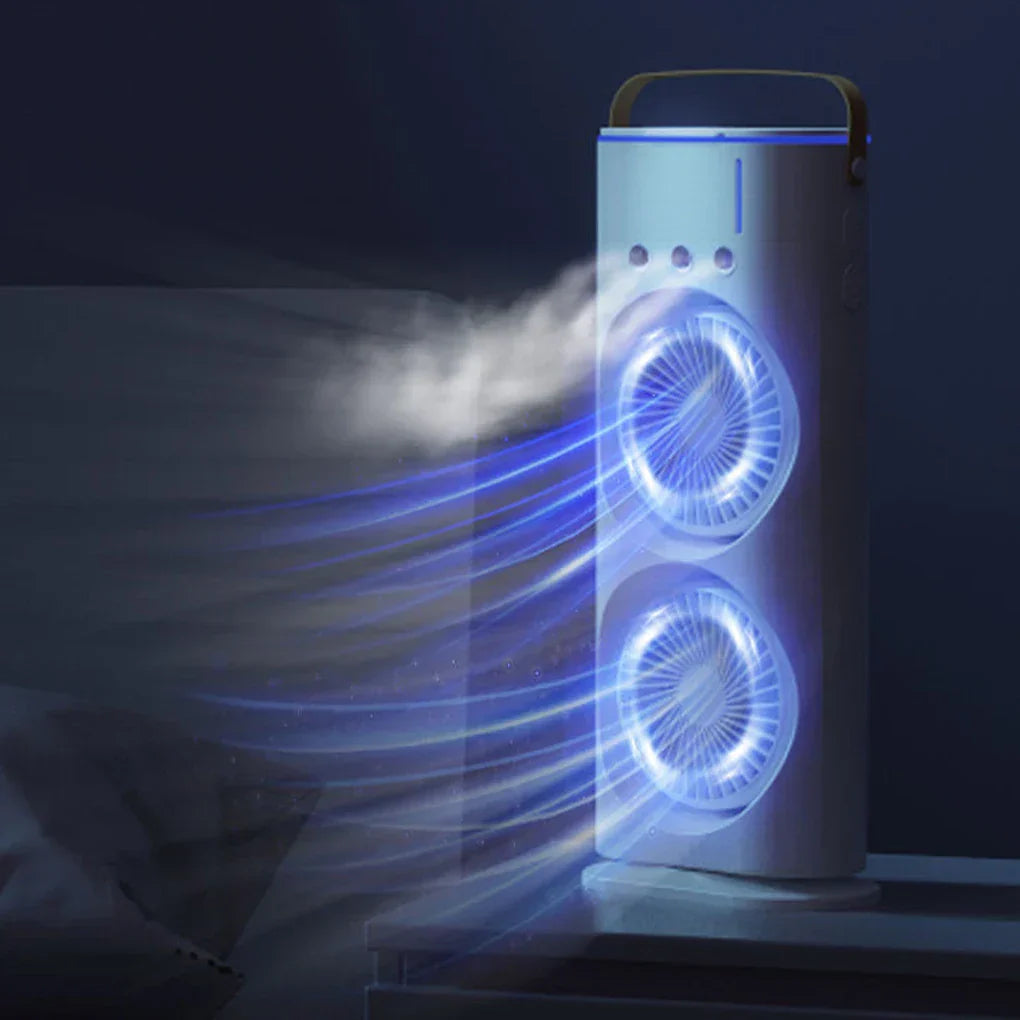 Ventilator portabil de birou cu umidificare prin pulverizare