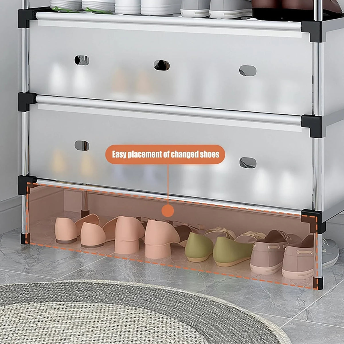 Raft pliabil pentru pantofi cu 5 etaje, design modern, stabil și multifuncțional