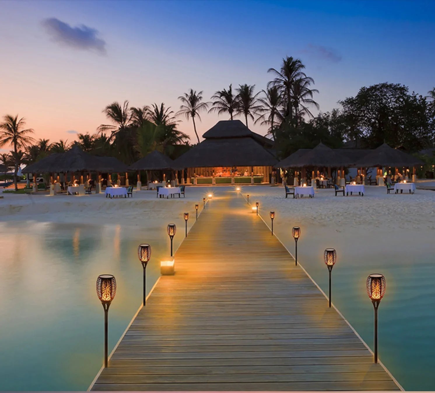 Set 8 x Lampa solara tip torta cu efect flacara 51.5 cm