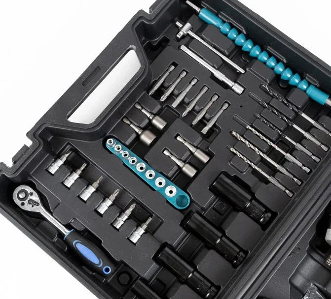 Cheie de impact 550 Nm cu 2 acumulatori 48V, 43 accesorii si valiza transport