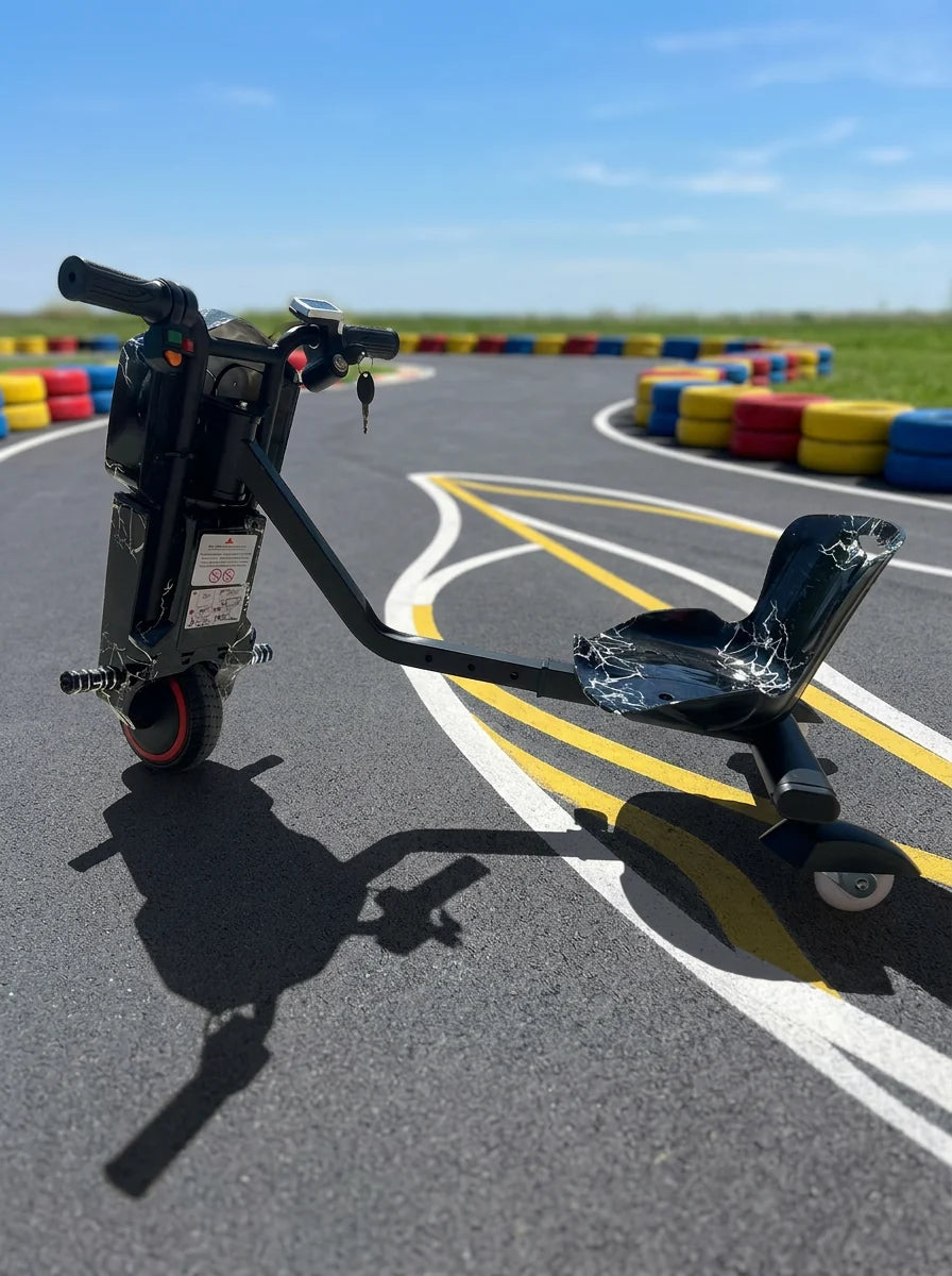 Tricicletă electrică drift Premium pentru copii, 350W + cască si echipament complet de protecție CADOU