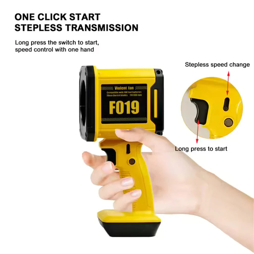 Suflantă Turbo Jet 1000W, Portabila, Viteză Reglabilă, Fără Fir, 45m/s