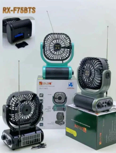 Ventilator Puternic Portabil Cu Incarcare Solara Si Radio FM