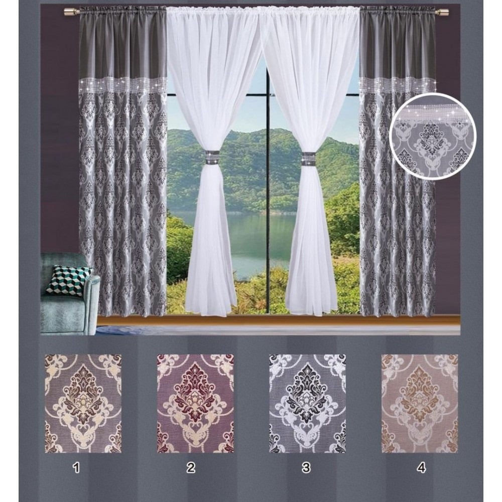 Set draperii 4 piese, Perdea + Draperii, 400 x 250 / 2pc 150 x 250