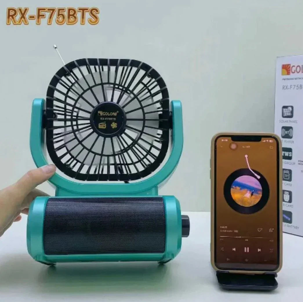 Ventilator Puternic Portabil Cu Incarcare Solara Si Radio FM