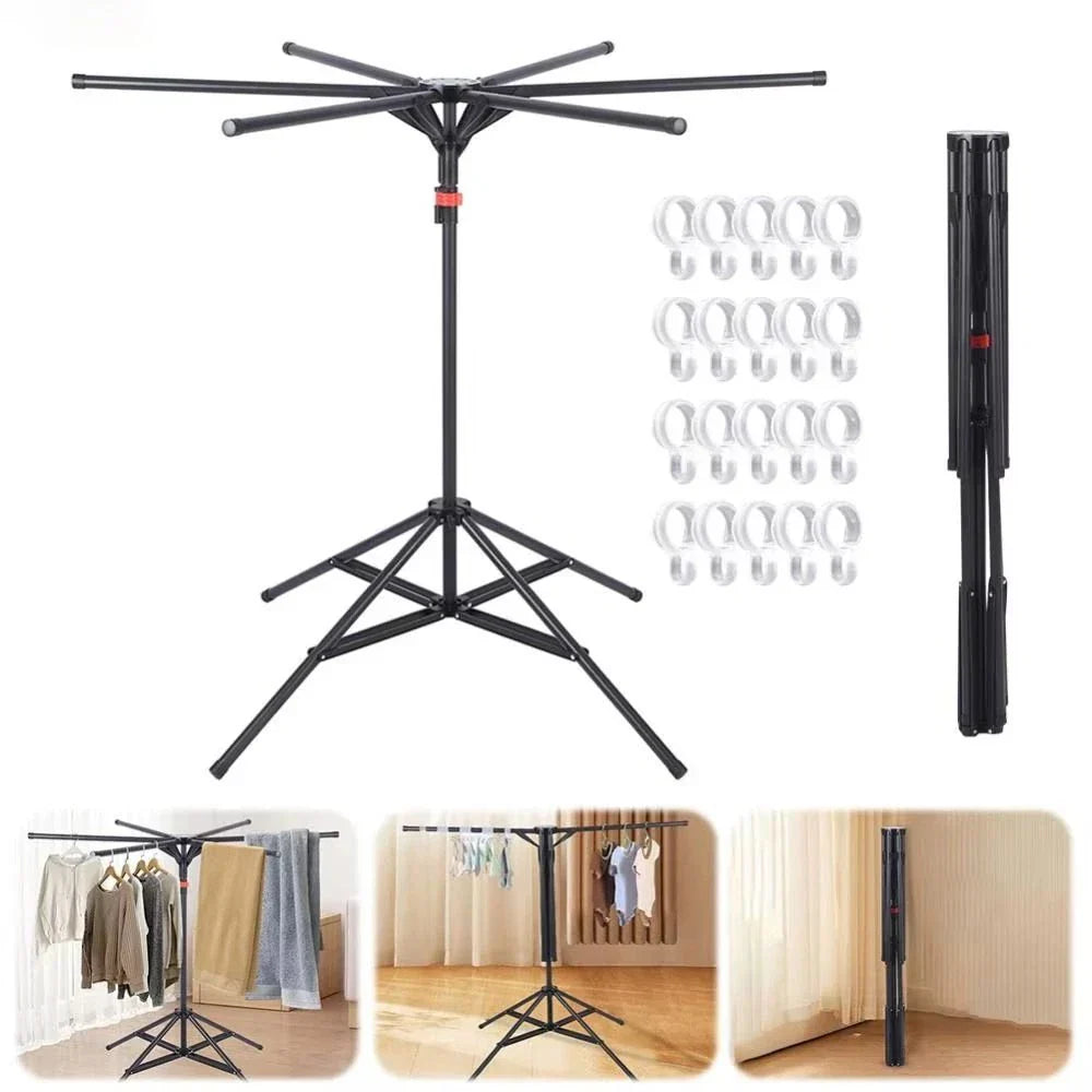 Uscator de rufe pliabil tip trepied, cu 6 brate rotative, 150 cm
