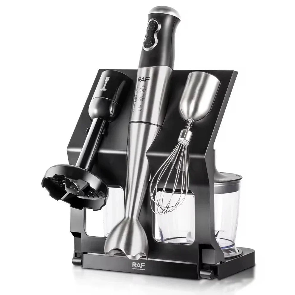Blender Profesional 5 in 1 RAF - 500W, 4 Lame, Tocator, Mixer, Blender, Pasator, Suport Inclus, R.3004