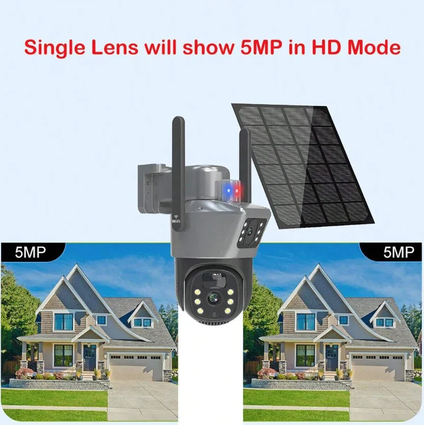 Camera De Supraveghere Cu Panou Solar,4G,Senzor De Miscare,Lentile Duble,4G HD 8MP + CARD 32GB CADOU