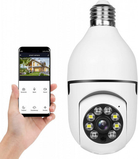 Set 2 Camere IP, WI-FI, HD, Smart-Bulb, tip Bec cu Senzor de Miscare si Aplicatie Telefon
