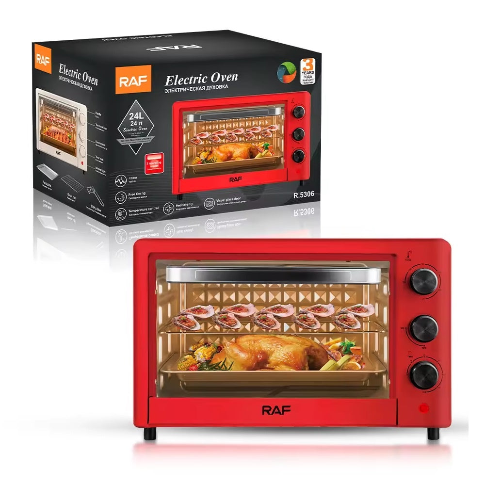 Cuptor electric, RAF R5306R, 1200W, capacitate 24L, 42x25x28cm, rosu