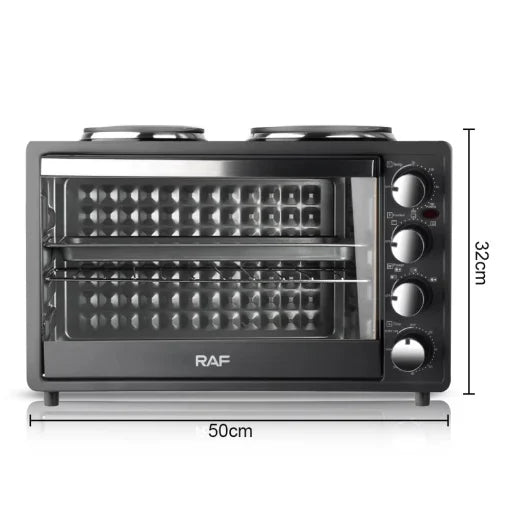 Cuptor si plita electrice cu 2 suprafete, RAF R5310S, 1500W+1600W, capacitate 40L, 50x32cm, negru