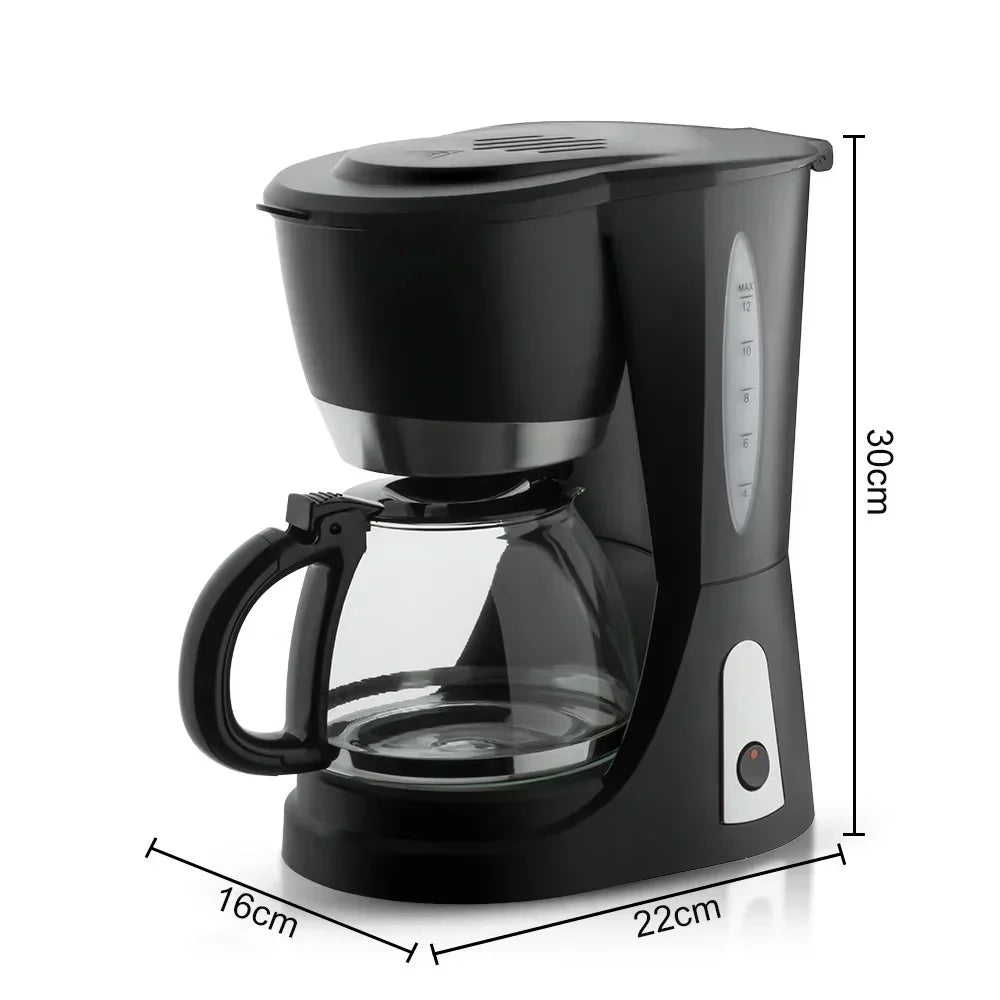 Filtru de cafea, Hoffmans HM-3009, electric, 1200W, 1500 ml, Plastic si Sticla, 30x22x16cm, Negru